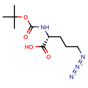 Chemical structure of N-Boc-5-azido-D-norvaline , CAS 1858224-17-5, AChemBlock Y234357
