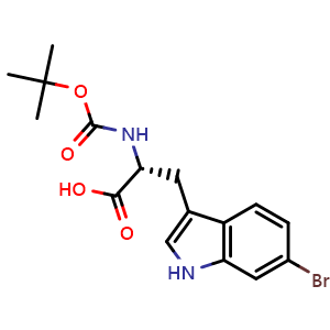 Chemical structure of N-Boc-6-bromo-D-tryptophan , CAS 2349465-96-7, AChemBlock Y234364