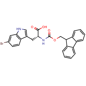 Chemical structure of N-Fmoc-6-bromo-D-tryptophan , CAS 2350568-43-1, AChemBlock Y234366