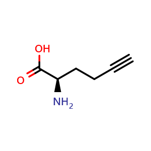 Chemical structure of (2R)-2-Amino-5-hexynoic acid , CAS 211054-02-3, AChemBlock Y234369