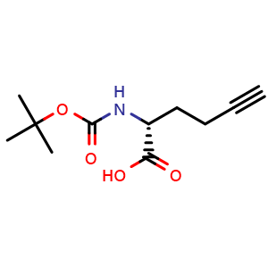 Chemical structure of (R)-2-(Boc-amino)-5-hexynoic acid , CAS 1217464-82-8, AChemBlock Y234371