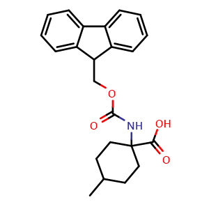 Chemical structure of 1-(Fmoc-amino)-4-methylcyclohexanecarboxylic acid , CAS 1013997-27-7, AChemBlock Y234385
