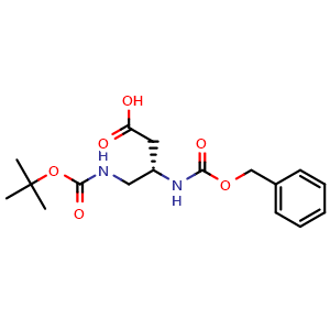 Chemical structure of (S)-3-(Cbz-amino)-4-(Boc-amino)butanoic acid , CAS 96186-30-0, AChemBlock Y234408
