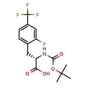 Chemical structure of N-Boc-2-fluoro-4-trifluoromethyl-L-phenylalanine , CAS 1274904-41-4, AChemBlock Y234451