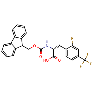 Chemical structure of N-Fmoc-2-fluoro-4-trifluoromethyl-D-phenylalanine , CAS 2349430-45-9, AChemBlock Y234452