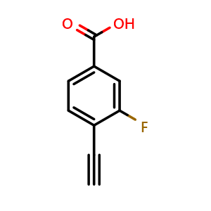 Chemical structure of 4-Ethynyl-3-fluorobenzoic acid , CAS 1862427-77-7, AChemBlock Y234477