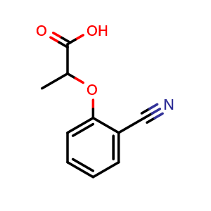 Chemical structure of 2-(2-Cyanophenoxy)propanoic acid , CAS 1016749-80-6, AChemBlock Y234478