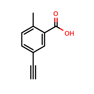 Chemical structure of 5-Ethynyl-2-methylbenzoic acid , CAS 1878507-07-3, AChemBlock Y234500
