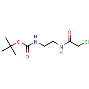 Chemical structure of N-(2-Boc-aminoethyl)-2-chloroacetamide , CAS 149979-14-6, AChemBlock Y234521