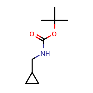 Chemical structure of N-Boc-(aminomethyl)cyclopropane , CAS 897932-58-0, AChemBlock Y234539
