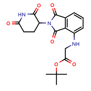 Chemical structure of tert-Butyl [2-(2,6-dioxopiperidin-3-yl)-1,3-dioxoisoindolin-4-yl]glycinate , CAS 2093386-23-1, AChemBlock Y234559