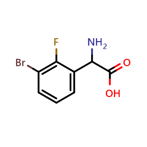 Chemical structure of 2-(3-Bromo-2-fluorophenyl)glycine , CAS 1273602-23-5, AChemBlock Y234568
