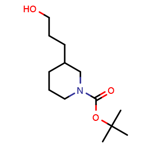 Chemical structure of N-Boc-3-(piperidin-3-yl)propanol , CAS 163210-22-8, AChemBlock Y234582