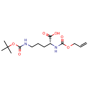 Chemical structure of N5-Boc-N2-allyloxycarbonyl-D-ornithine , CAS 1128109-40-9, AChemBlock Y234596