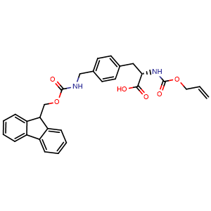 Chemical structure of N-Allyloxycarbonyl-4-[(Fmoc-amino)methyl]-L-phenylalanine , CAS 2250026-91-4, AChemBlock Y234601