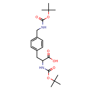 Chemical structure of 4-(N-Boc-aminomethyl)-N-Boc-DL-phenylalanine , CAS 1802309-95-0, AChemBlock Y234606