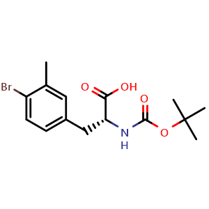 Chemical structure of N-Boc-4-bromo-3-methyl-D-phenylalanine , CAS 1998502-98-9, AChemBlock Y234611
