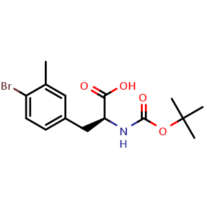 Chemical structure of N-Boc-4-bromo-3-methyl-L-phenylalanine , CAS 2002502-66-9, AChemBlock Y234612
