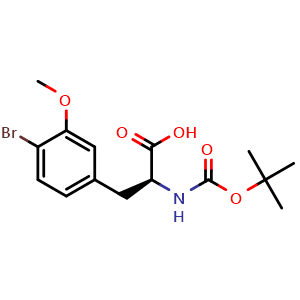 Chemical structure of N-Boc-4-bromo-3-methoxy-L-phenylalanine , CAS 2010175-65-0, AChemBlock Y234619