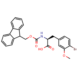 Chemical structure of N-Fmoc-4-bromo-3-methoxy-L-phenylalanine , CAS 2350031-44-4, AChemBlock Y234622