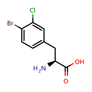 Chemical structure of 4-Bromo-3-chloro-L-phenylalanine , CAS 1270162-87-2, AChemBlock Y234626