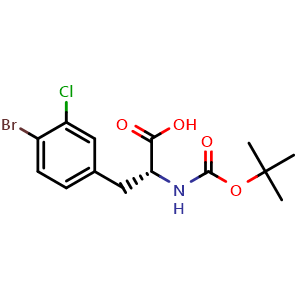 Chemical structure of N-Boc-4-bromo-3-chloro-D-phenylalanine , CAS 2002516-97-2, AChemBlock Y234629