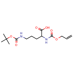 Chemical structure of N5-Boc-N2-allyloxycarbonyl-DL-ornithine , CAS 1926163-03-2, AChemBlock Y234634