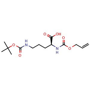 Chemical structure of N5-Boc-N2-allyloxycarbonyl-L-ornithine , CAS 947401-26-5, AChemBlock Y234635