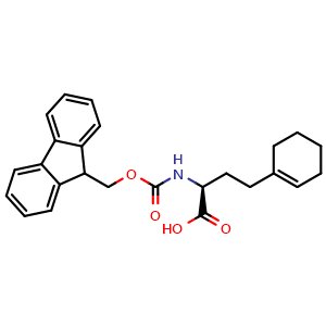 Chemical structure of (S)-2-(Fmoc-amino)-4-(cyclohex-1-enyl)butanoic acid , CAS 2349432-11-5, AChemBlock Y234638