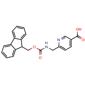 Chemical structure of 6-(Fmoc-aminomethyl)pyridine-3-carboxylic acid , CAS 476362-73-9, AChemBlock Y234657
