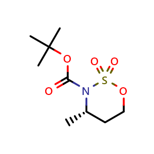 Chemical structure of N-Boc-(S)-4-methyl-1,2,3-oxathiazinane 2,2-dioxide , CAS 1850305-51-9, AChemBlock Y234661