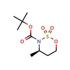 Chemical structure of N-Boc-(R)-4-methyl-1,2,3-oxathiazinane 2,2-dioxide , CAS 2422150-99-8, AChemBlock Y234662