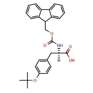 Chemical structure of N-Fmoc-4-tert-butoxy-a-methyl-D-phenylalanine , CAS 2737825-98-6, AChemBlock Y234664