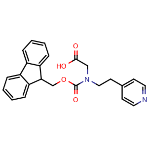 Chemical structure of N-Fmoc-[2-(pyridin-4-yl)ethyl]glycine , CAS 2384008-69-7, AChemBlock Y234667