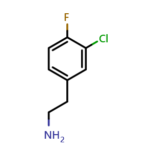 Chemical structure of 2-(3-Chloro-4-fluorophenyl)ethanamine , CAS 244194-67-0, AChemBlock Y234670