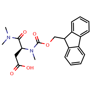 Chemical structure of (S)-3-[Fmoc-(methylamino)]-4-(dimethylamino)-4-oxobutanoic acid , CAS 2430019-25-1, AChemBlock Y234671