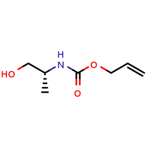 Chemical structure of N-Allyloxycarbonyl-(R)-2-aminopropan-1-ol , CAS 1240490-25-8, AChemBlock Y234717