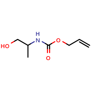 Chemical structure of N-Allyloxycarbonyl-2-aminopropan-1-ol , CAS 1343121-34-5, AChemBlock Y234718