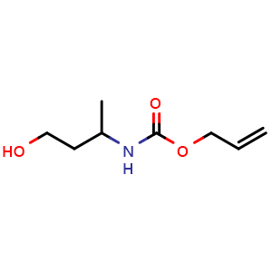 Chemical structure of N-Allyloxycarbonyl-3-aminobutan-1-ol , CAS 1558103-22-2, AChemBlock Y234728