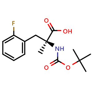 Chemical structure of N-Boc-2-fluoro-a-methyl-L-phenylalanine , CAS 1410792-24-3, AChemBlock Y234742