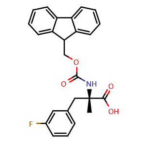 Chemical structure of N-Fmoc-3-fluoro-a-methyl-L-phenylalanine , CAS 1410792-22-1, AChemBlock Y234747