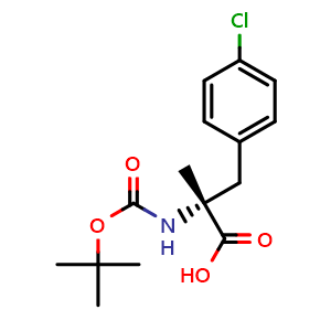 Chemical structure of N-Boc-4-chloro-a-methyl-D-phenylalanine , CAS 1251903-90-8, AChemBlock Y234758