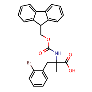 Chemical structure of N-Fmoc-2-bromo-a-methyl-DL-phenylalanine , CAS 2354212-40-9, AChemBlock Y234763