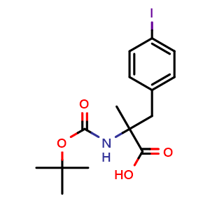 Chemical structure of N-Boc-4-iodo-a-methyl-DL-phenylalanine , CAS 2354687-60-6, AChemBlock Y234771
