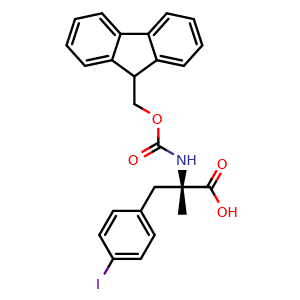 Chemical structure of N-Fmoc-4-iodo-a-methyl-L-phenylalanine , CAS 1956435-69-0, AChemBlock Y234772