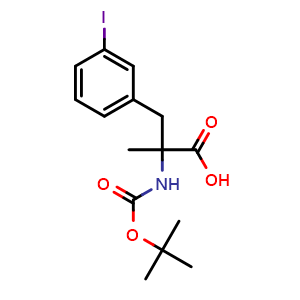 Chemical structure of N-Boc-3-iodo-a-methyl-DL-phenylalanine , CAS 2353138-62-0, AChemBlock Y234774