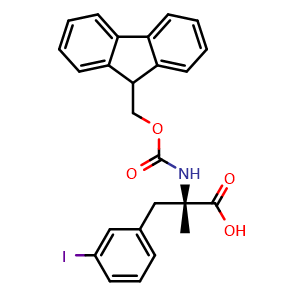 Chemical structure of N-Fmoc-3-iodo-a-methyl-L-phenylalanine , CAS 2642726-41-6, AChemBlock Y234776