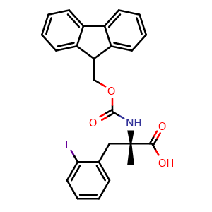 Chemical structure of N-Fmoc-2-iodo-a-methyl-L-phenylalanine , CAS 1364707-56-1, AChemBlock Y234778