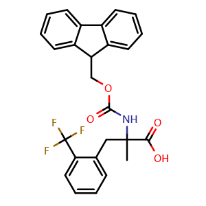 Chemical structure of N-Fmoc-2-(trifluoromethyl)-a-methyl-DL-phenylalanine , CAS 2354261-84-8, AChemBlock Y234796
