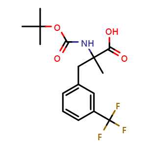 Chemical structure of N-Boc-3-(trifluoromethyl)-a-methyl-DL-phenylalanine , CAS 2354332-67-3, AChemBlock Y234797